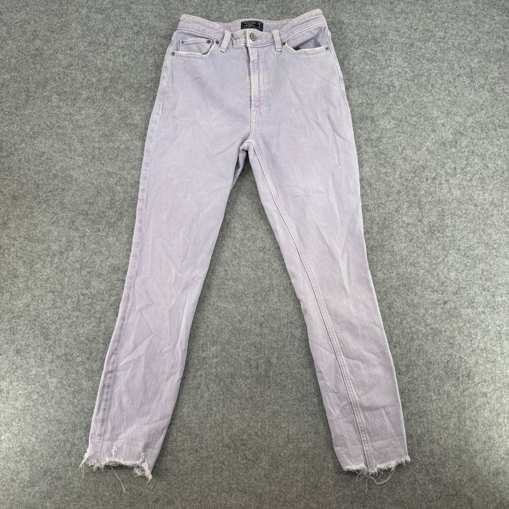 Y2K Abercrombie & Fitch Jeans Womens 26 Simone High Rise Slim Lavender Raw Hem